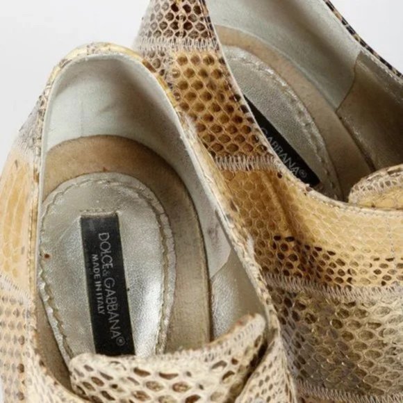 Dolce & Gabbana Alligator Peep-Toe Lace-Ups - Picture 8 of 9